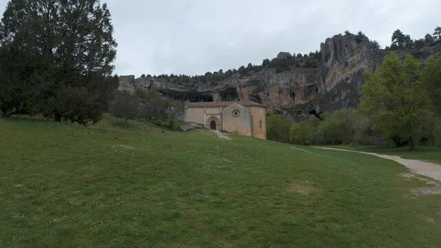 hermitage of san bartolome nestled in the rock face