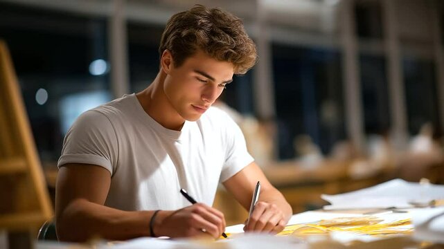 Student Engaged in Simulation Analysis in Classroom Setting