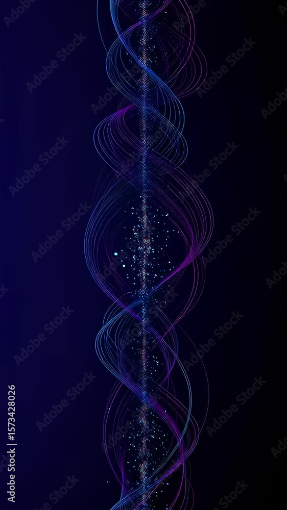 Poster a deep violet vertical image features intricate interwoven lines the luminous strands suggest energy