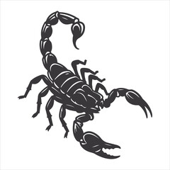 Stylized Black Scorpion Illustration Featuring Bold Lines and Intricate Segment Details Emphasizing Power and Precision