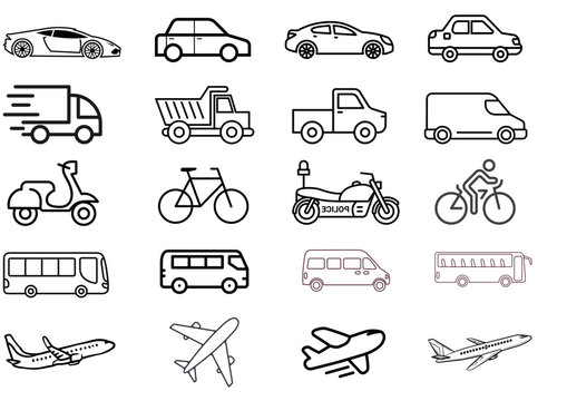 transportation icons set