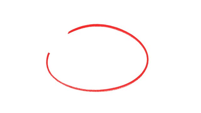 Red hand drawing doodle round circuler drawing effect animation, grunge circle highlights with transparent background