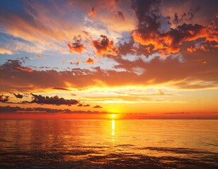 Obraz premium Dramatic sunset over calm sea