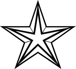 Obraz premium Bold Black Outline Five Pointed Star Shape Graphic Element Isolated on White Background Simple Geometric Star Icon Vector Illustration