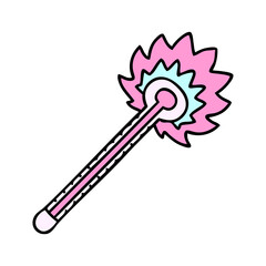 hand drawn quirky cartoon hot thermometer in bright neon color