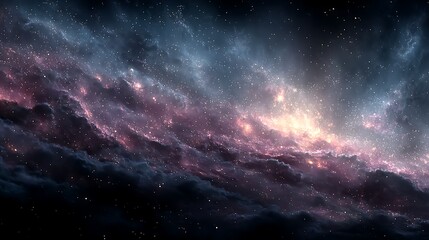 Dark deep space fantasy background with subtle nebula and magical glow
