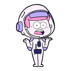 cartoon surprised astronaut in bright neon color