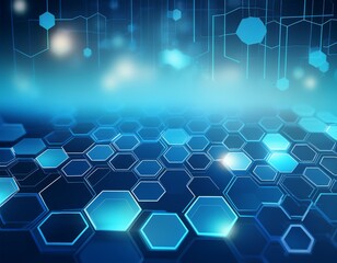 Fototapeta premium blue hexagon pattern medical technology design blue hexagons on blurred background