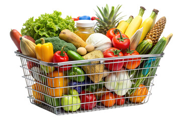 Supermarket shopping basket isolated on white background PNG. ai