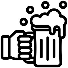 Beer Glass black outline icon, use for relaxation, party, Pubs and bars UI, UX kit, app and web development, digital or print.