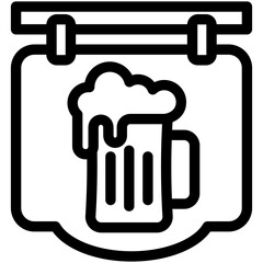 Bar Sign black outline icon, use for relaxation, party, Pubs and bars UI, UX kit, app and web development, digital or print.