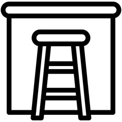 Stool black outline icon, use for relaxation, party, Pubs and bars UI, UX kit, app and web development, digital or print.