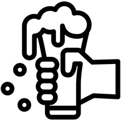 Beer Foam black outline icon, use for relaxation, party, Pubs and bars UI, UX kit, app and web development, digital or print.