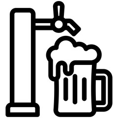 Beer Tap black outline icon, use for relaxation, party, Pubs and bars UI, UX kit, app and web development, digital or print.