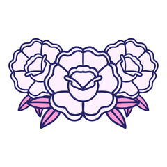 iconic tattoo style image of a bouquet of flowers in bright neon color