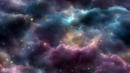 Fototapeta premium Photorealistic seamless deep space pattern with stars and nebulae