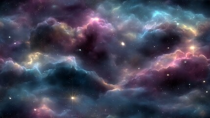 Obraz premium Photorealistic seamless deep space pattern with stars and nebulae