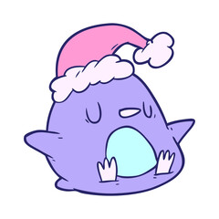 cute cartoon penguin in bright neon color