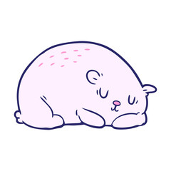 cartoon sleepy polar bear in bright neon color