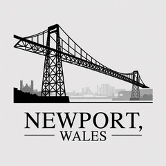 Obraz premium Newport Skyline Silhouette — Welsh Industrial Heritage City Vector Illustration