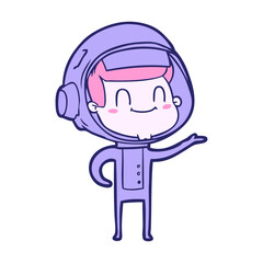 happy cartoon astronaut in bright neon color