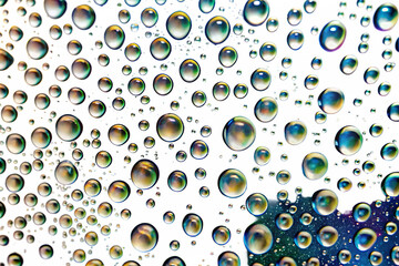 Captivating abstract image showcasing a glass surface covered in a mesmerizing array of delicate raindrops creating a stunning visual texture and isolated on white background png. ai