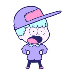 cartoon shocked man in bright neon color