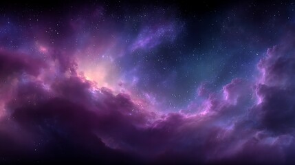 Purple galaxy background with stars and soft cosmic glow
