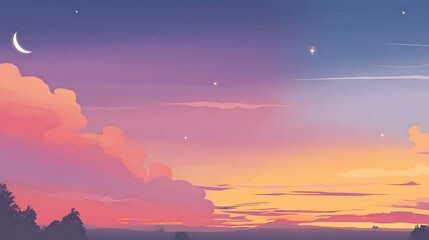 Fototapeta premium Colorful dawn sky with orange, pink, purple, and blue hues