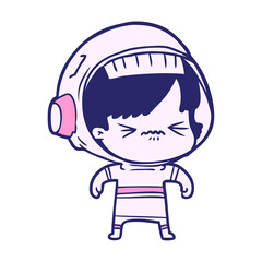 cartoon astronaut woman in bright neon color