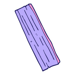 cartoon doodle plank of wood in bright neon color