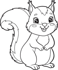 Squirrel Animal  Drawing Outline and line art Coloring Page white color background