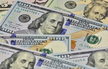 Images of banknotes from various countries. Photos of euros and US dollars.