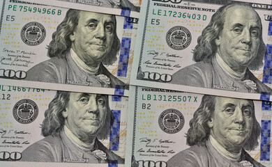 Images of banknotes from various countries. Photos of euros and US dollars.