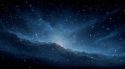 Realistic cartoon dark space with scattered glowing stars