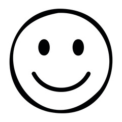 Smiley face icon with simple black and white design. Vector hand-drawn doodle illustration