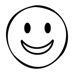 Fototapeta premium Simple smiley face icon with bold outline. Vector hand-drawn doodle illustration