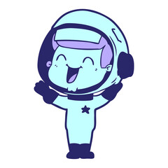 happy cartoon astronaut in bright neon color