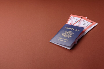 US passport for travelling, flying and doing business. USA document, id
