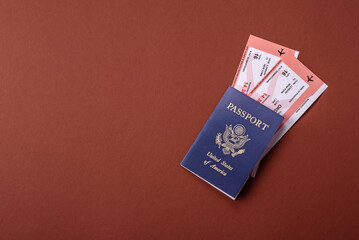 US passport for travelling, flying and doing business. USA document, id