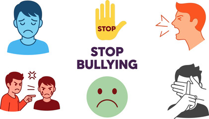 Stop bullying campaign illustration for anti bullying awareness month vector