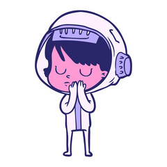 cartoon astronaut woman in bright neon color