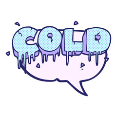 freehand drawn comic book speech bubble cartoon cold text symbol in bright neon color