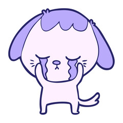 cute puppy crying cartoon in bright neon color