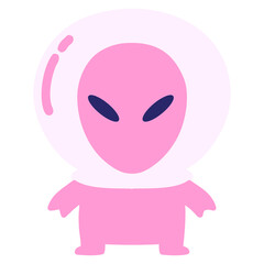 small alien in bright neon color