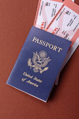 US passport for travelling, flying and doing business. USA document, id