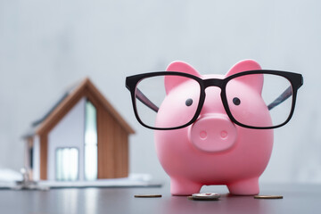 Real estate. Financial concept for home savings, mortgage and real estate investment. Concept with...