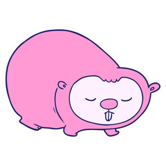 cartoon wombat in bright neon color