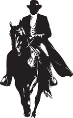 African American Man Riding a Horse Silhouette Vector Illustration on Transparent Background