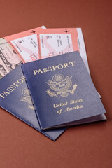 US passport for travelling, flying and doing business. USA document, id
